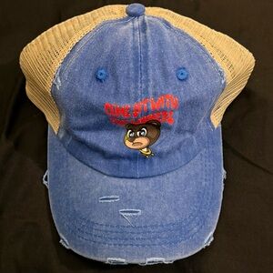 🏆THE WINNING TEAM🏆 blue/red stone wash trucker hat